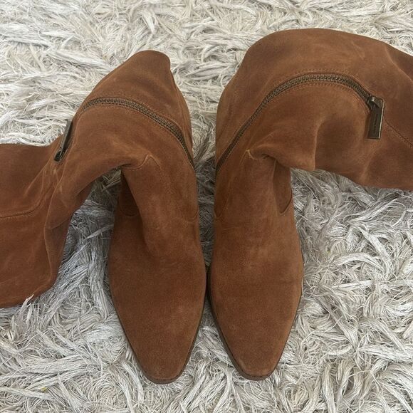 NWOB Michael Kors Harlow Brown Suede Cuban Heel Over The Knee Boots size 5.5 - Picture 9 of 13